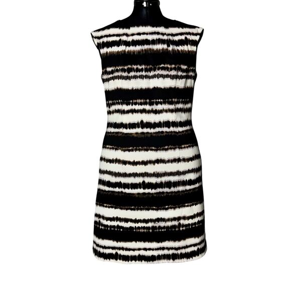 AGB Striped Tie Dye Print 14 LG Sleeveless Dress Neutral Colors Work Wear Office - Picture 1 of 7
